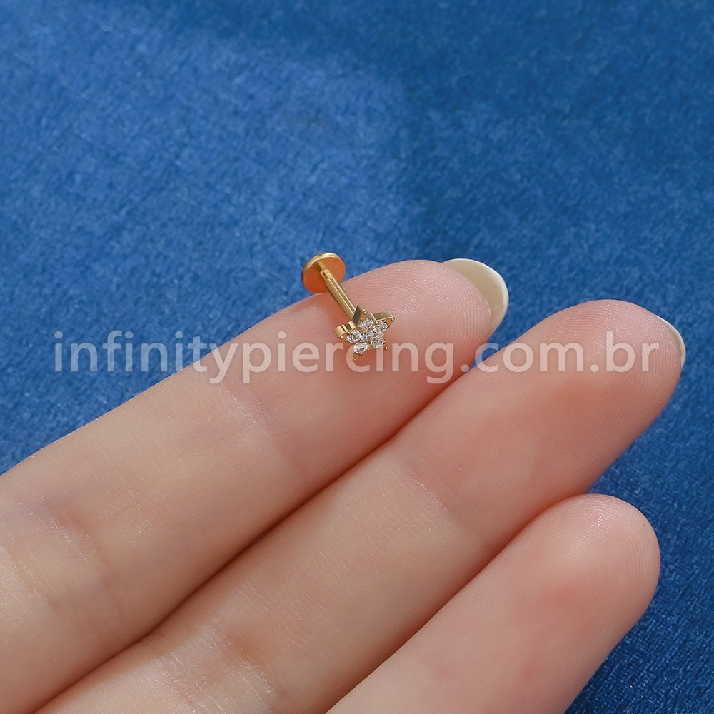 Piercing Labret Titânio Estrela Zircônia