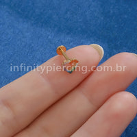 Piercing Labret Titânio Coração Vazado Zircônia Coloridas