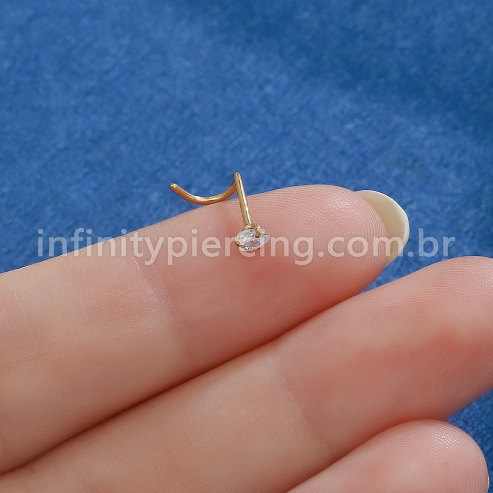 Piercing Nostril Aço Cirúrgico Zircônia Cravejada Coração