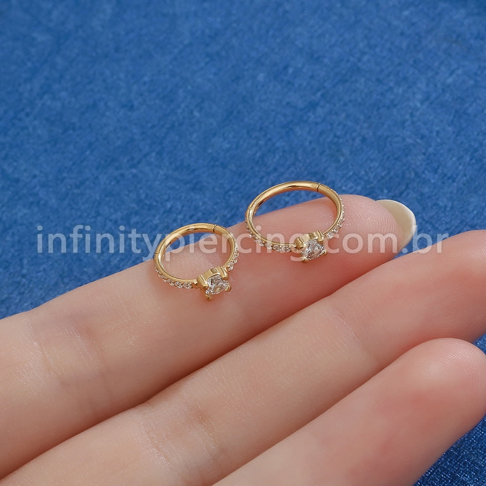 Piercing Argola Titânio Segmento Articulado Zircônia Redonda