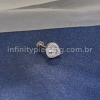 Piercing Labret Aço Cirúrgico Coração Zircônia Cravejada