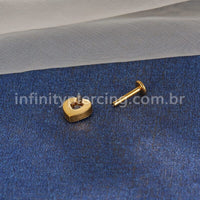 Piercing Labret Titânio Coração Zircônia Cravejada