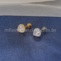 Piercing Labret Aço Cirúrgico Coração Zircônia Cravejada