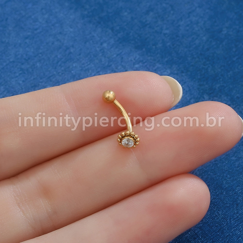 Piercing Minibarbell Curvo Titânio Flor Zircônia Indiano