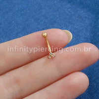 Piercing Minibarbell Curvo Titânio Zircônia