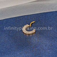 Piercing Argola Aço Cirúrgico Segmento Articulado 2 Fileiras Zircônia Cravejada