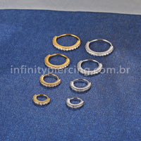 Piercing Argola Aço Cirúrgico Torção 1 Fileira Zircônia Cravejada