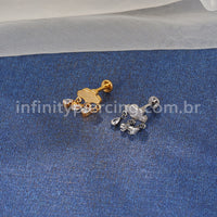 Piercing Labret Titânio Nuvem Pingente Gota Zircônia Cravejada