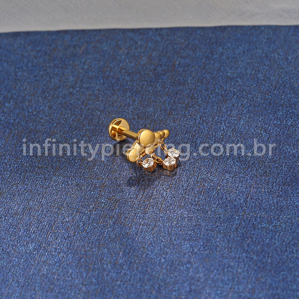 Piercing Labret Titânio Nuvem Pingente Zircônia Cravejada