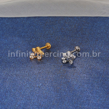 Piercing Labret Titânio Nuvem Pingente Zircônia Cravejada
