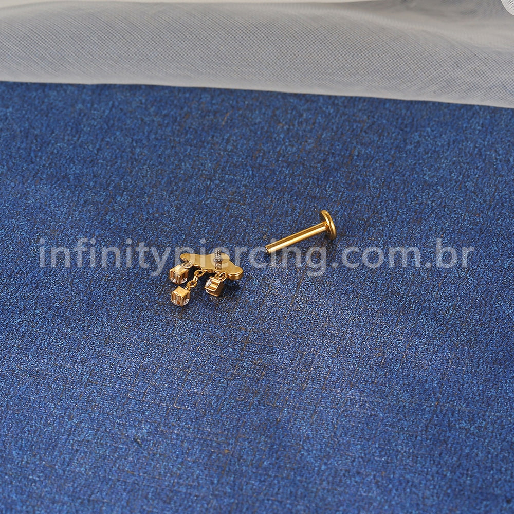 Piercing Labret Titânio Nuvem Pingente Zircônia Cravejada