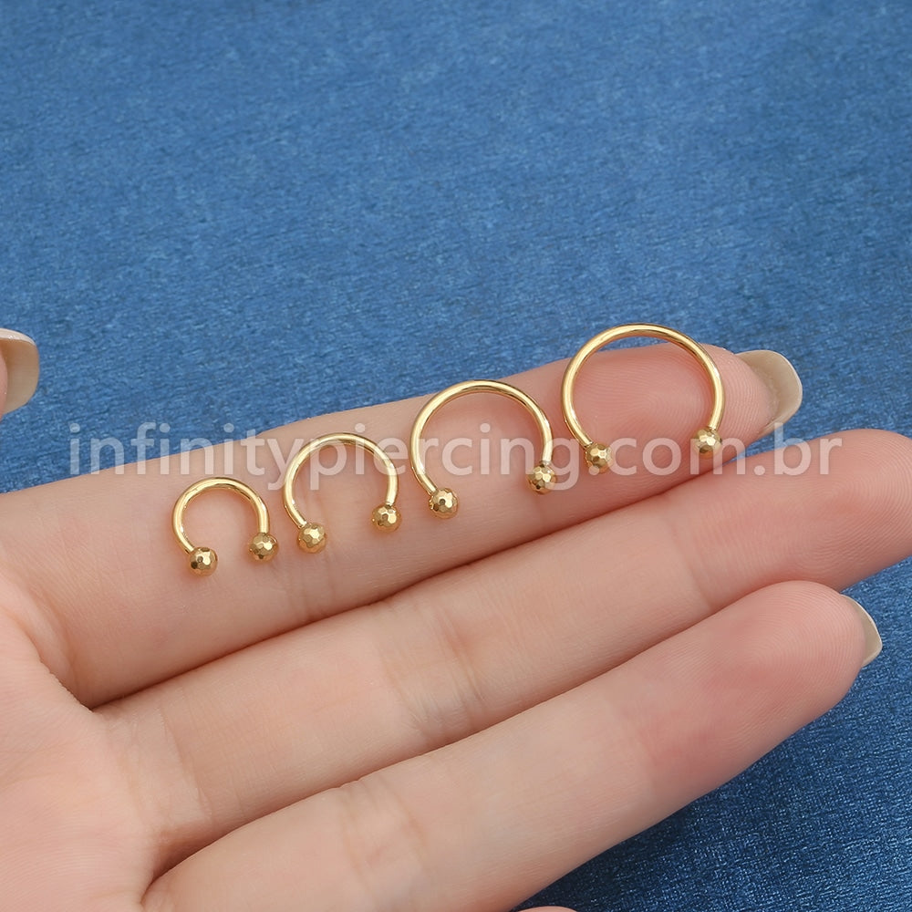 Piercing Ferradura Titânio Lapidada Rosca Externa