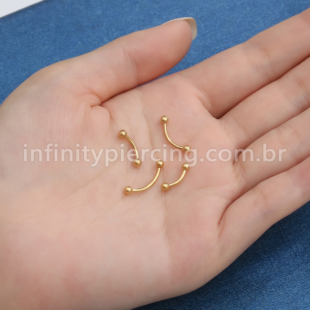 Piercing Barbell Curvo Nióbio Rosca Interna