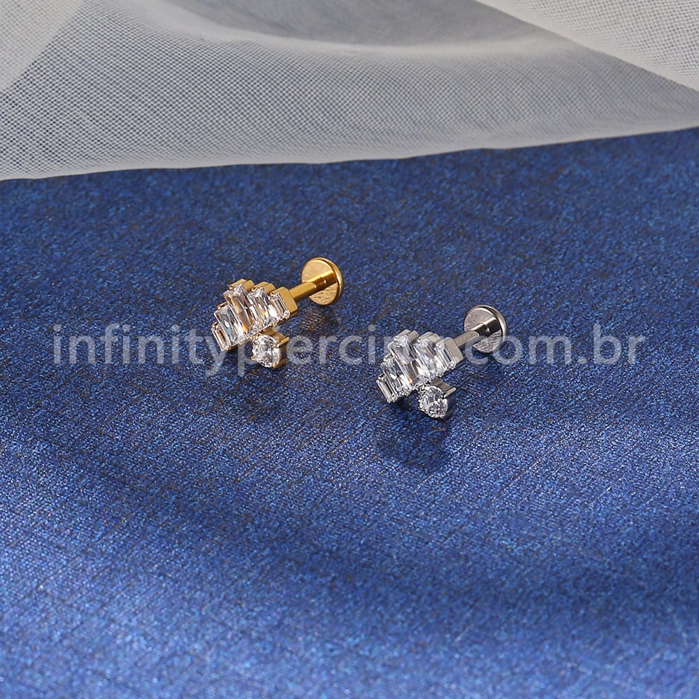 Piercing Labret Titânio Zircônia Cravejada