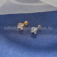 Piercing Labret Titânio Zircônia Cravejada