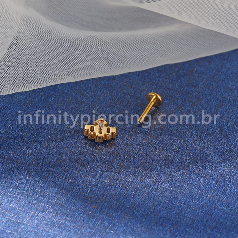 Piercing Labret Titânio Zircônia Cravejada