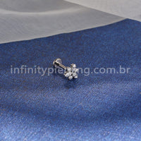 Piercing Labret Titânio Flor Zircônia Cravejada
