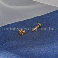 Piercing Labret Titânio Flor Zircônia Cravejada