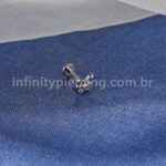 Piercing Labret Titânio Borboleta Com 1 Zircônia Cravejada