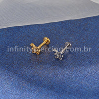 Piercing Labret Titânio Borboleta Com 1 Zircônia Cravejada