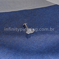 Piercing Labret Titânio 4 Pedras Zircônia Cravejada