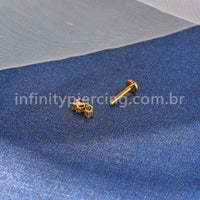 Piercing Labret Titânio 4 Pedras Zircônia Cravejada