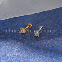 Piercing Labret Titânio Estrela Cadente Zircônia Cravejada