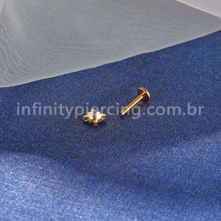Piercing Labret Titânio Estrela Cadente Zircônia Cravejada