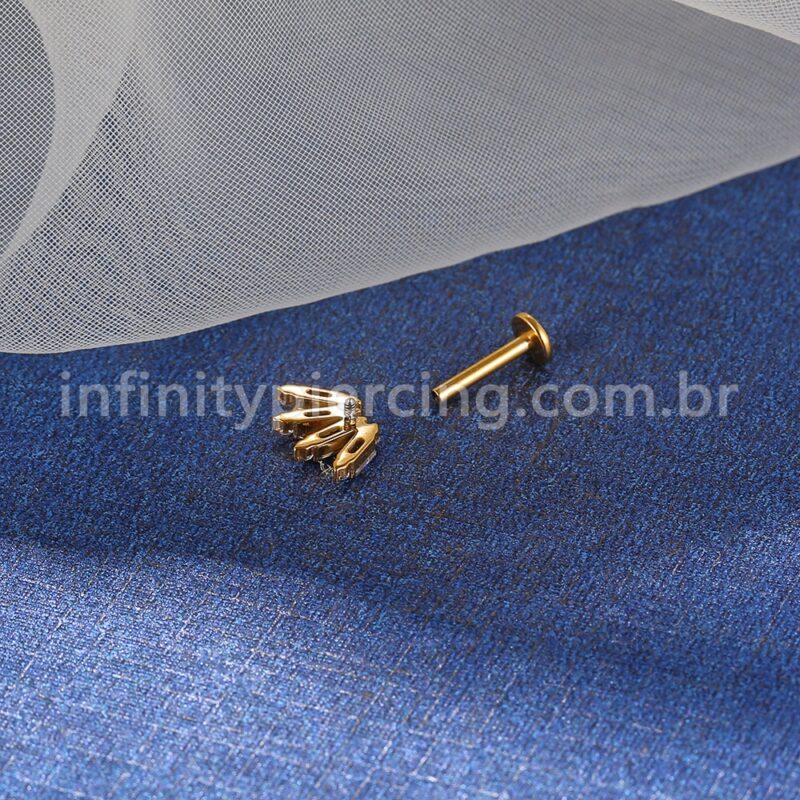 Piercing Labret Titânio Coroa Zircônia Cravejada