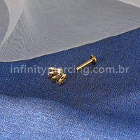 Piercing Labret Titânio Coroa Zircônia Cravejada