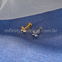 Piercing Labret Titânio Folhinhas Zircônia Cravejada
