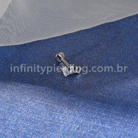 Piercing Labret Titânio Curvo 4 Pedras Zircônia Cravejada