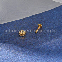 Piercing Labret Titânio Redondo Zircônia Cravejada