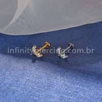 Piercing Labret Titânio Zircônia Cravejada