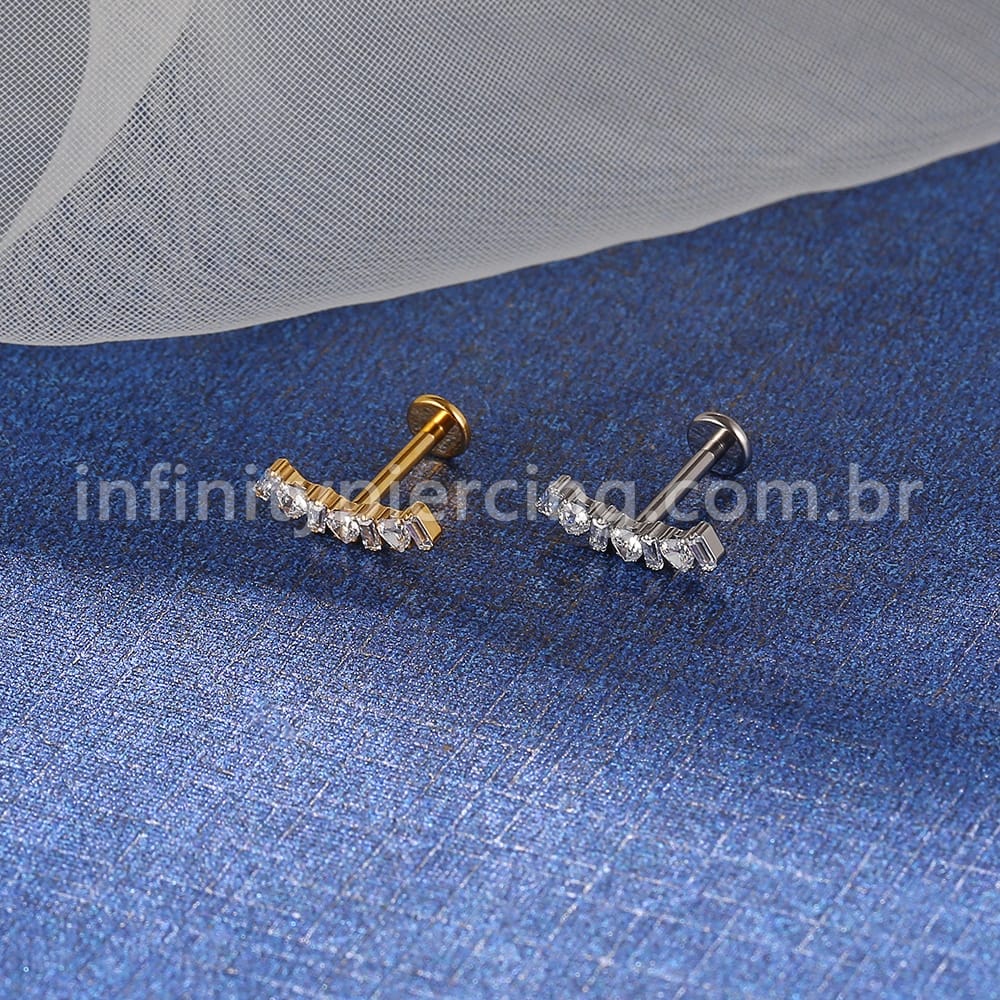 Piercing Labret Titânio Cluster Zircônia Cravejada