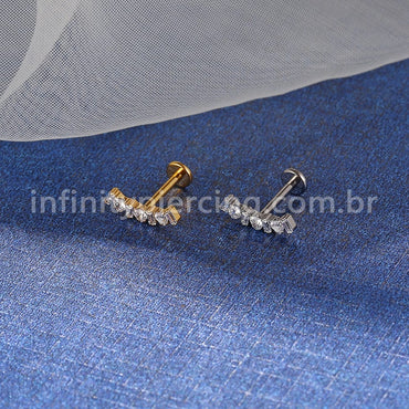 Piercing Labret Titânio Cluster Zircônia Cravejada