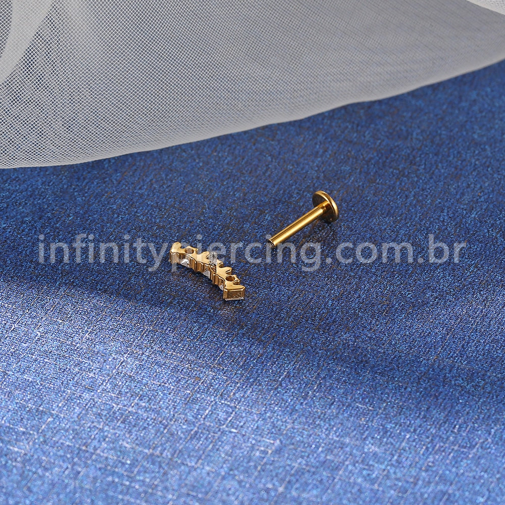 Piercing Labret Titânio Cluster Zircônia Cravejada