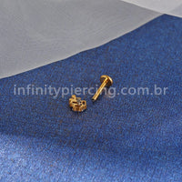 Piercing Labret Titânio Galho Zircônia Cravejada