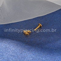 Piercing Labret Titânio 5 Pedras Zircônia Cravejada