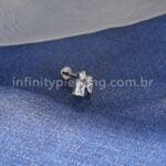 Piercing Labret Titânio Formatos Zircônia Cravejada