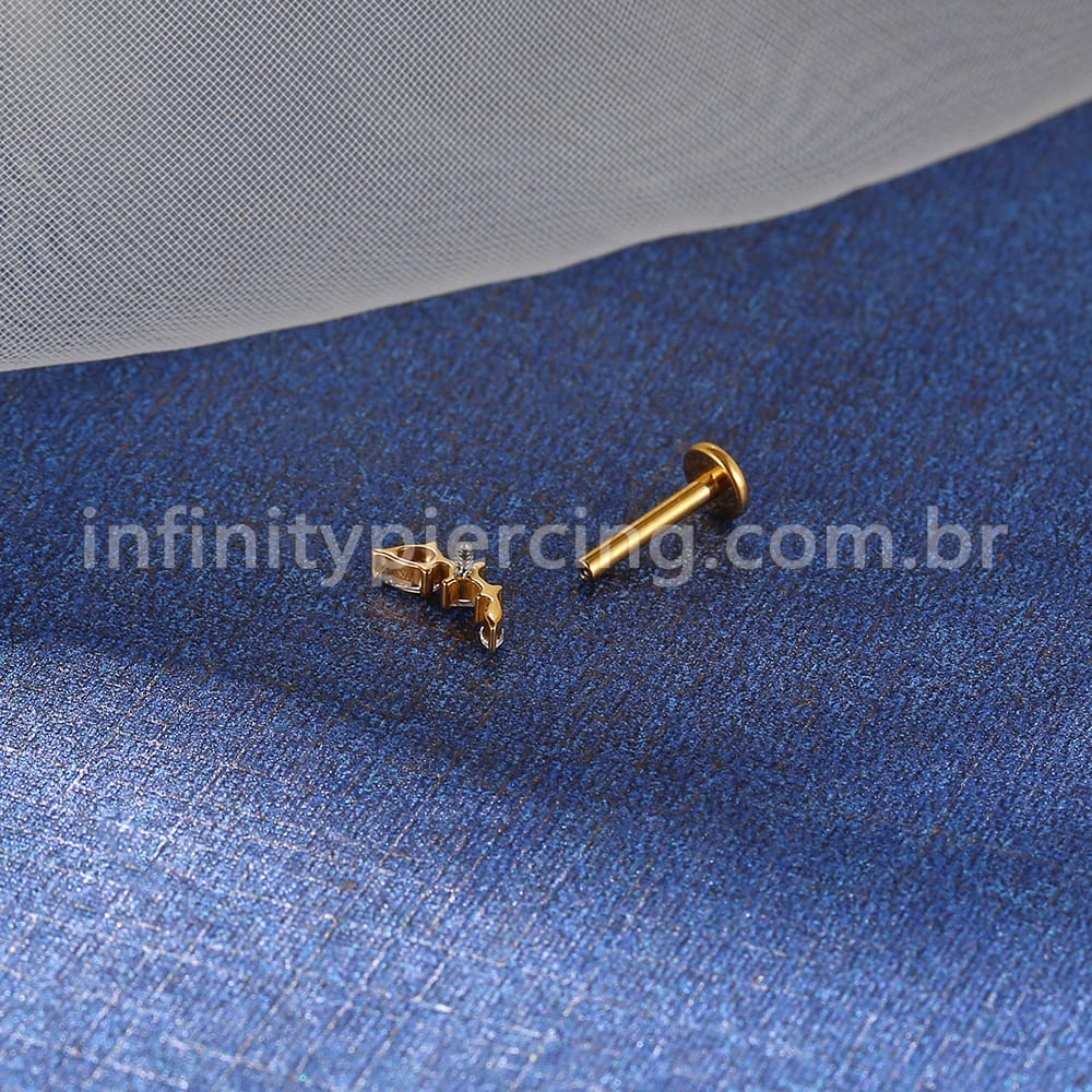Piercing Labret Titânio Curvo Zircônia Cravejada