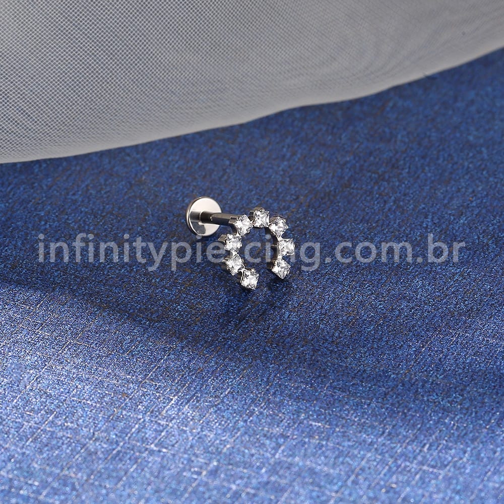 Piercing Labret Titânio Ferradura Zircônia Cravejada