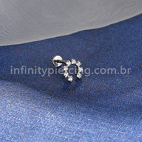 Piercing Labret Titânio Ferradura Zircônia Cravejada