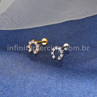 Piercing Labret Titânio Ferradura Zircônia Cravejada