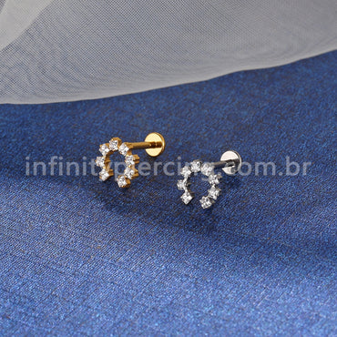 Piercing Labret Titânio Ferradura Zircônia Cravejada
