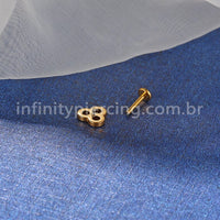 Piercing Labret Titânio Trevo Zircônia Cravejada