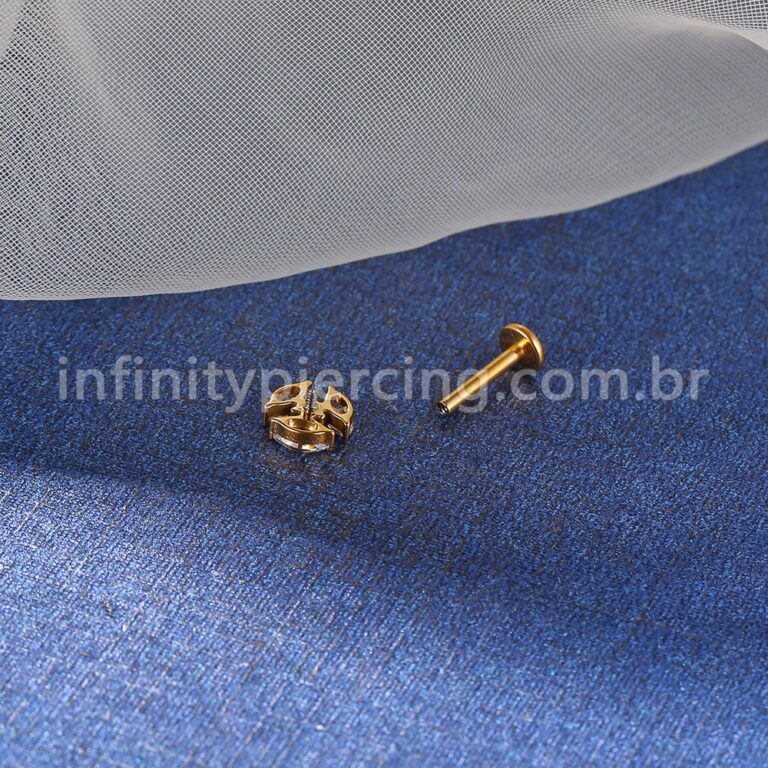 Piercing Labret Titânio Zircônia Cravejada
