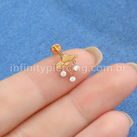 Piercing Labret Titânio Nuvem Pingente Zircônia Cravejada