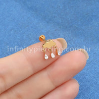 Piercing Labret Titânio Nuvem Pingente Gota Zircônia Cravejada