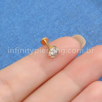 Piercing Labret Titânio Redondo Zircônia Cravejada
